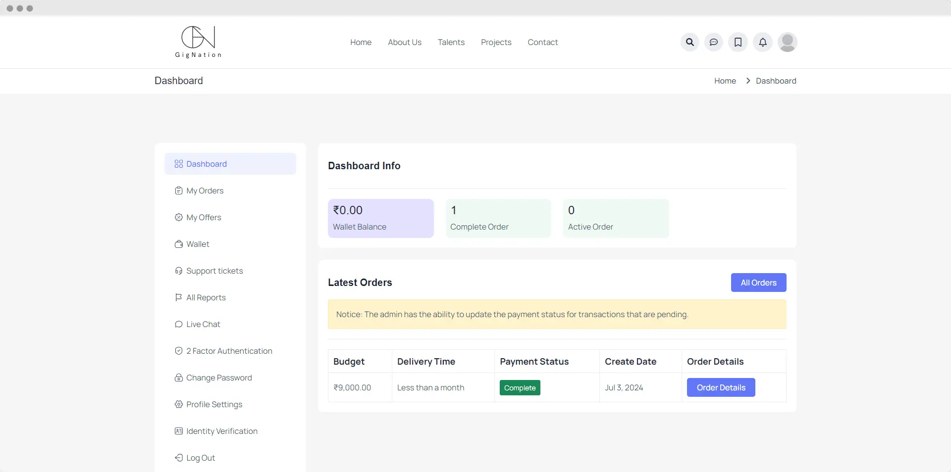 gignation buyer dashboard